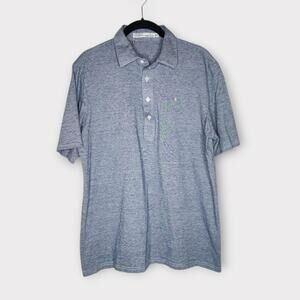 Criquet Blue Micro Striped Polo Organic Cotton Preppy Golf Mens Med